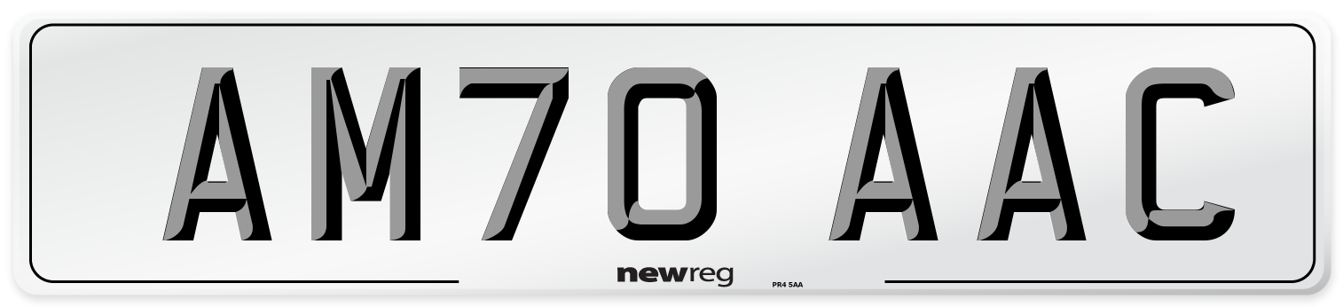AM70 AAC Number Plate from New Reg